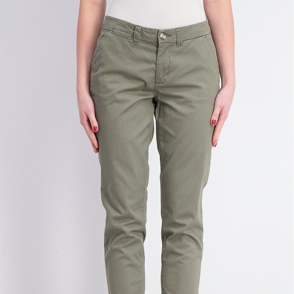 9. Madison Jules Essential Mid Rise Cuffed Olive Pant - Picture 1 of 3